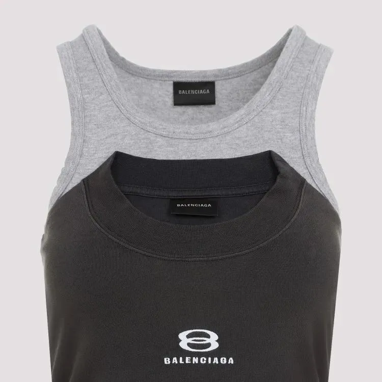   Balenciaga  Faded Black White Cotton Patched T-Shirt Top Black