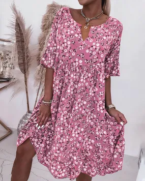 Halbarm Blumen Kleid