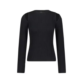   Riani  Gerippter Pullover mit Cut-Outs Schwarz